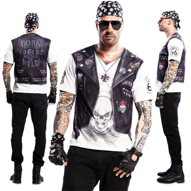 Disfracesjarana Disfraz Camiseta Motero Adulto 1 Disfracesjarana Disfraz Camiseta Motero Adulto