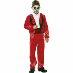 Disfracesjarana Disfraz De Esqueleto Mexicano Rojo Para Niño