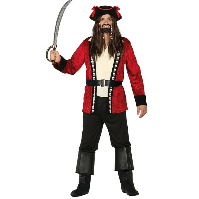 Disfracesjarana Disfraz De Pirata Calavera Rojo Para Hombre 1 Disfracesjarana Disfraz De Pirata Calavera Rojo Para Hombre