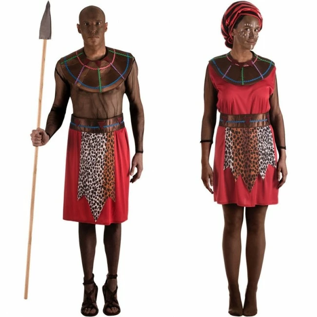 Disfracesjarana Pareja Guerreros Masái Adulto 1 Disfracesjarana Pareja Guerreros Masái Adulto